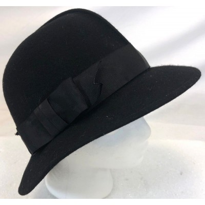 Vintage 1950 Fedoria Peachfelt Wool Black s Fedora Felt Mod Go Go Hat Cap  eb-32210640